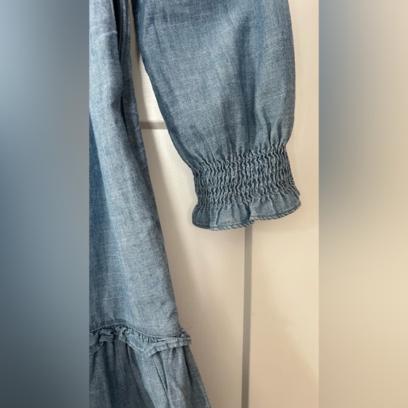 NWT JCrew Chambray Denim Ruffle Long Sleeve Dress - Zero - Picture 3 of 7